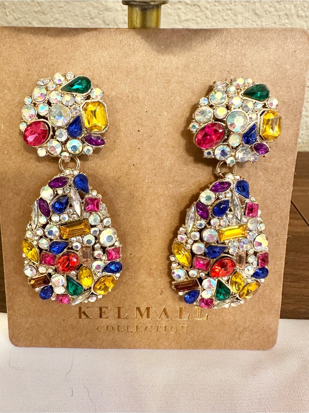 KELMALL Multicolor Crystal Teardrop Drop Earrings